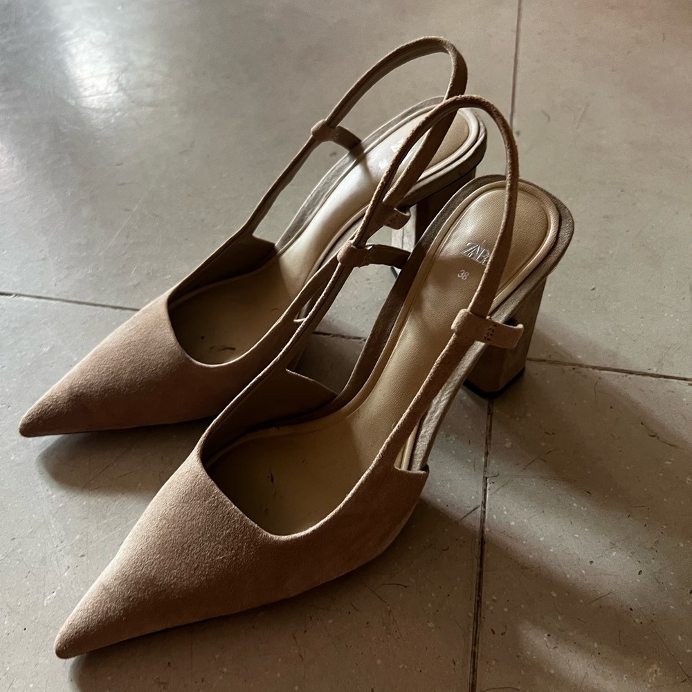 Zara Nude Suede Heels Size 38 - Still for Sale